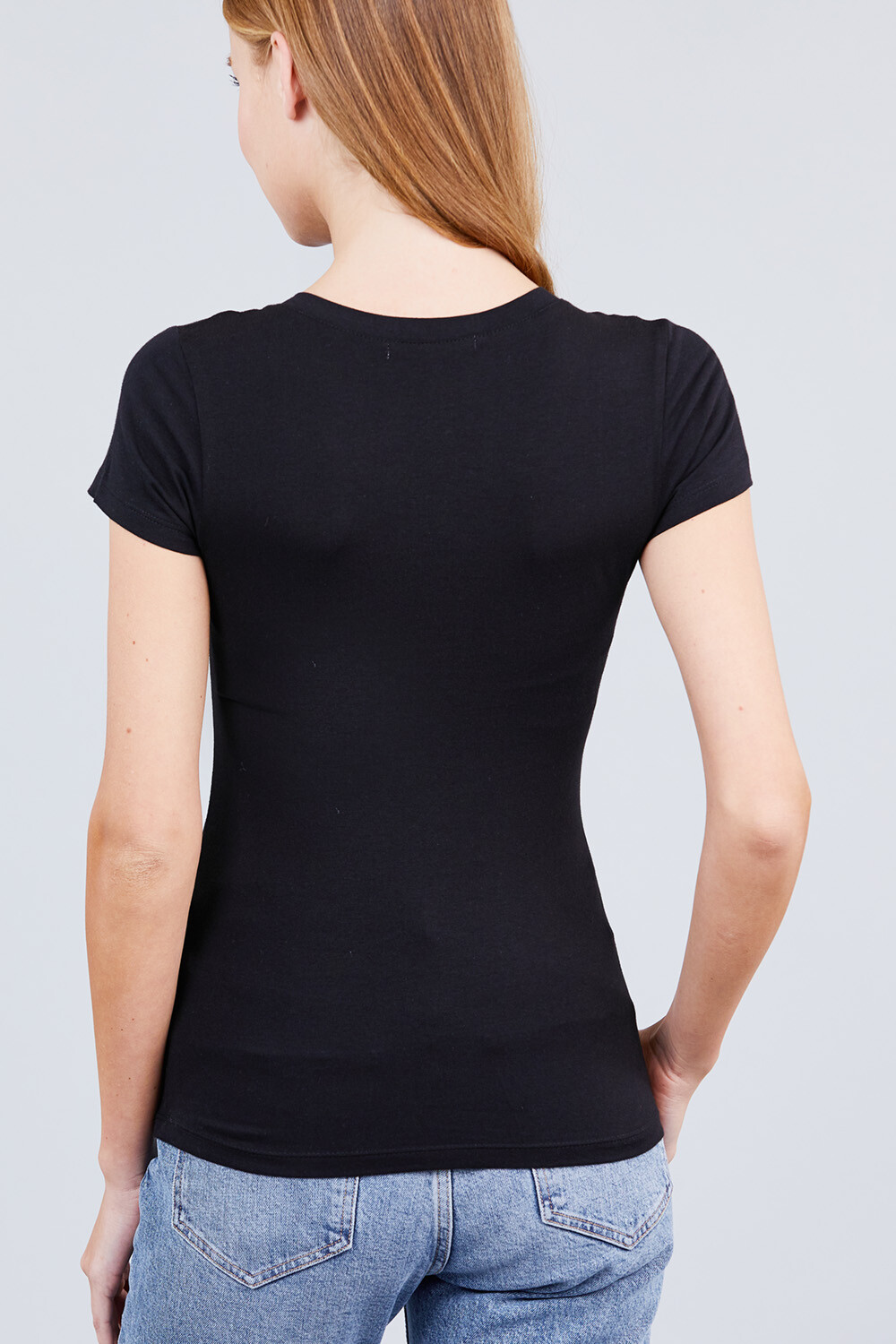Women Basic SHORT SLEEVE SCOOP NECK T-Shirt Cotton Stretch Long Top S-3X