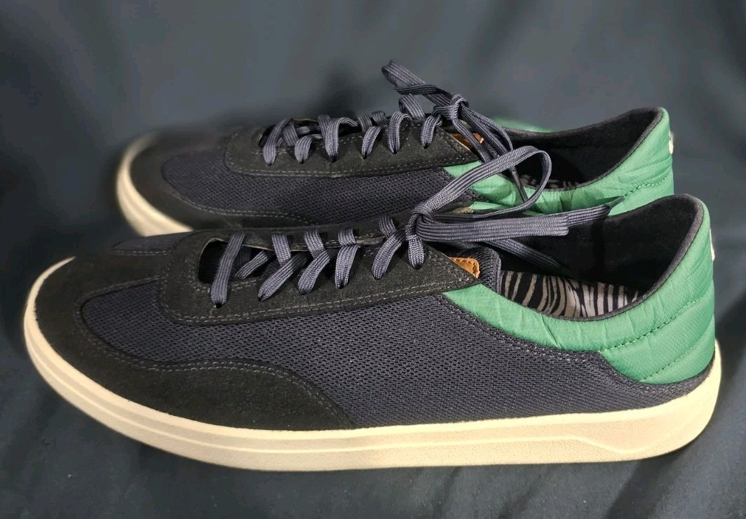 Olukai Punini Sneakers Navy Blue Green Bamboo Men’s Size 12 New No Box Defects