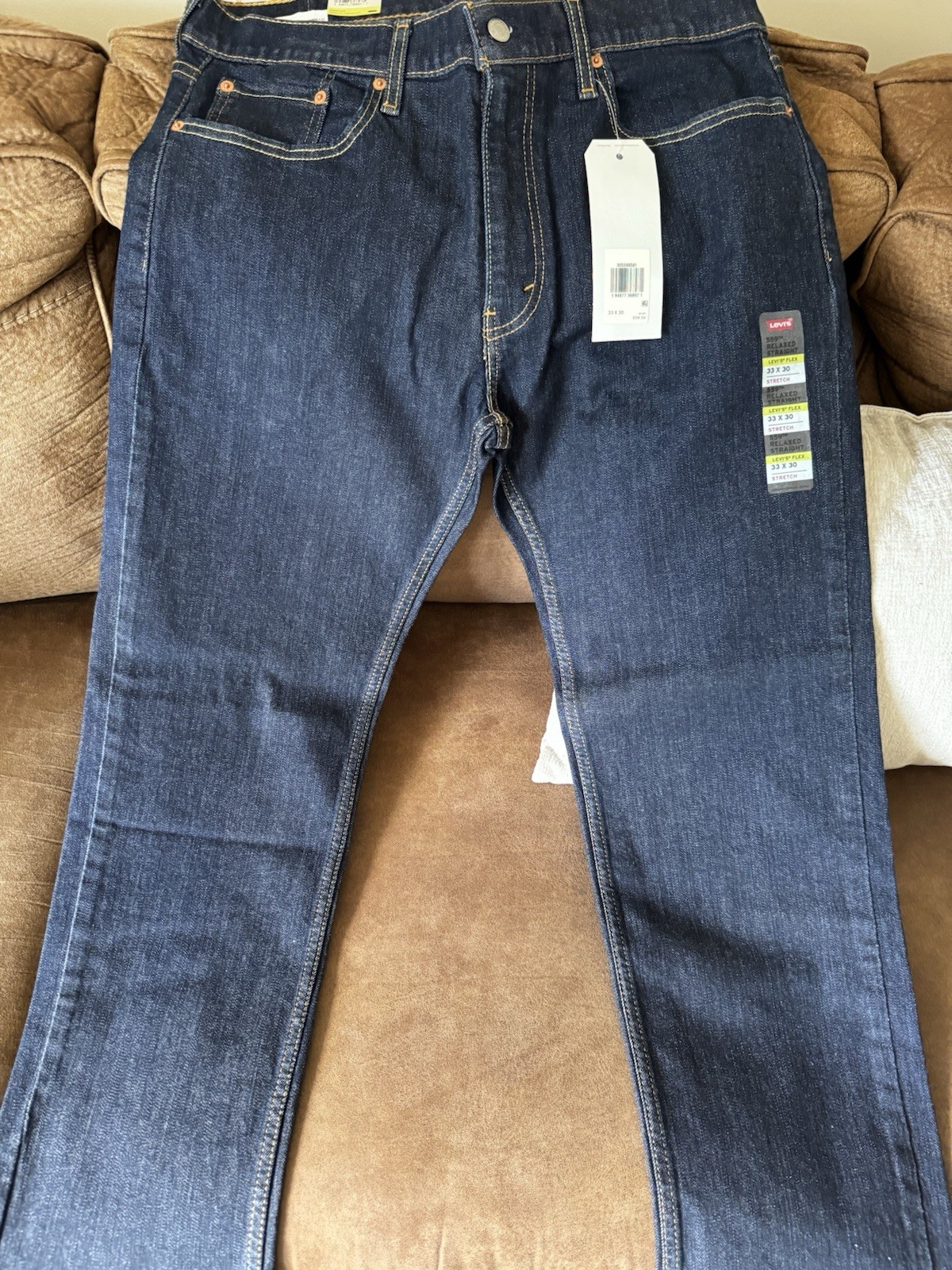 Levi’s Men’s Relaxed Straight Dark Wash Blue Denim Jeans Mid Rise Stretch NWT