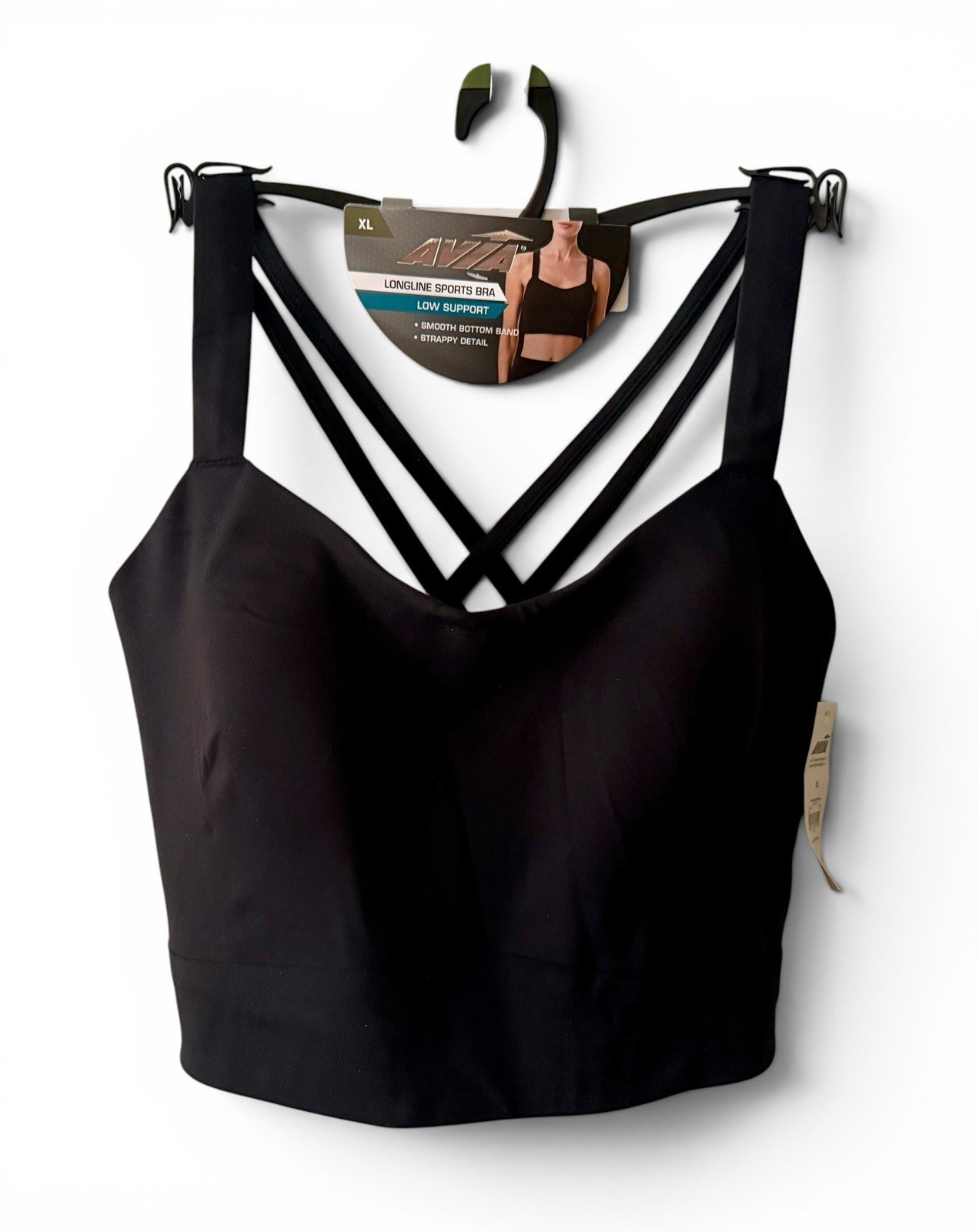 Avia Longline Low Support Strappy Sports Bra Black XLarge NWT Molded Cups