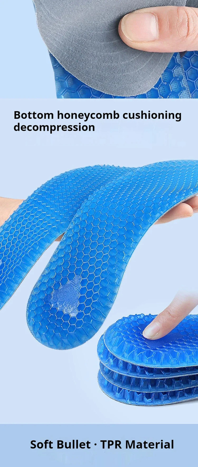 1 Pair Silicone Gel Soft Insoles Outdoor Sports Running Insole Elastic Shock-abs