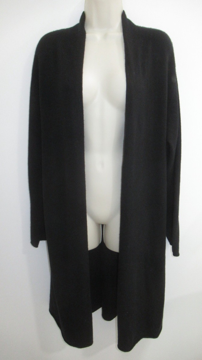 Neiman Marcus 100% Cashmere Black Open Front Cardigan Duster Plus Size 1X