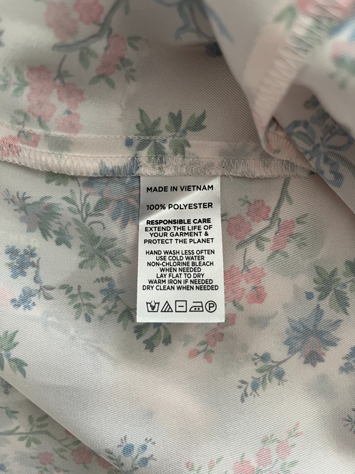 Hill House Home Brie Dress Midi Tea Length V Neck Pink Scallop Bow Chintz Size L