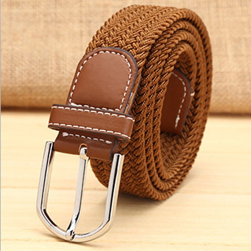 New Mens Womens Stretch Belt Braided Elastic Casual Woven Canvas Fabric Belt