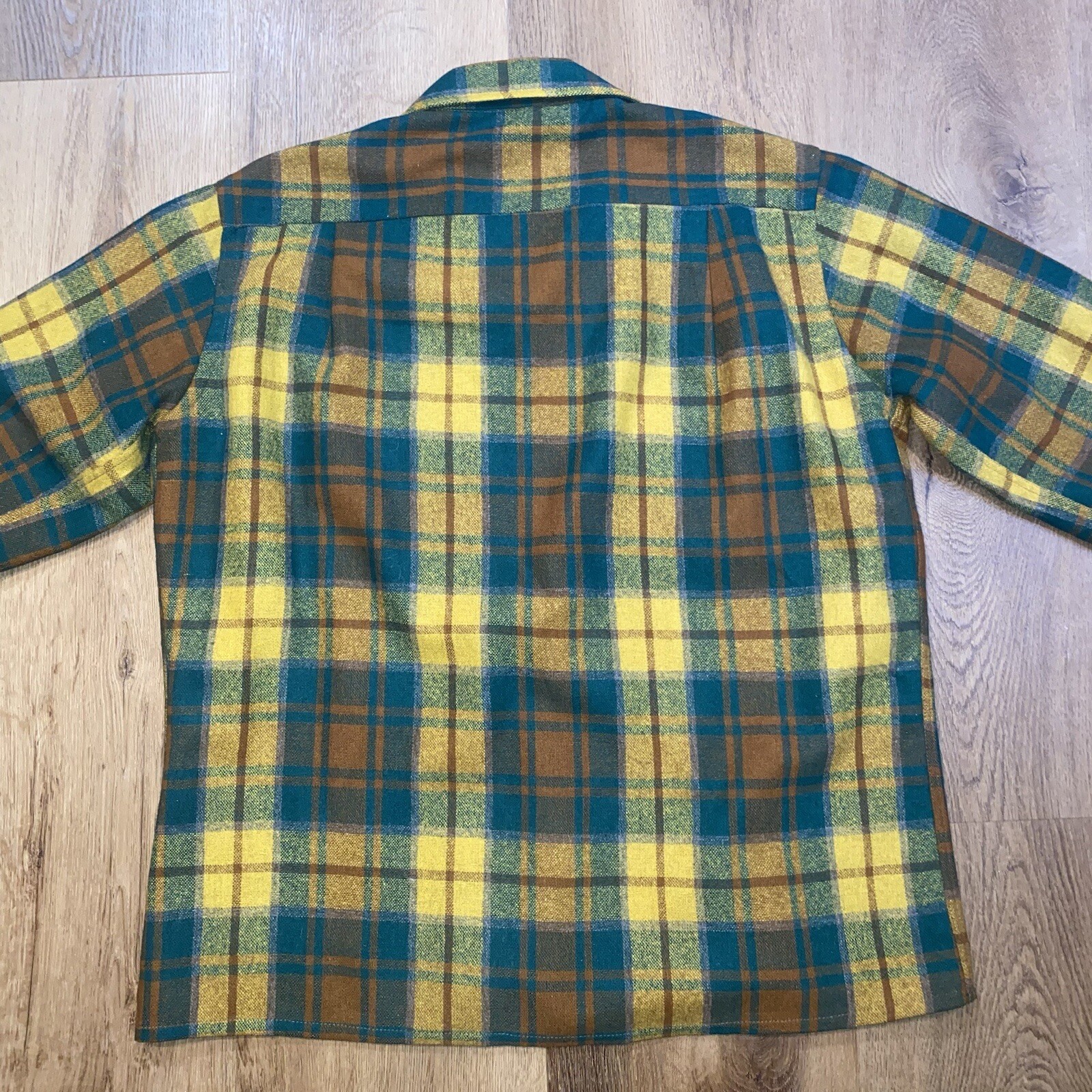 Vtg 50s 60s Lord James Shirt Loop Collar Flannel Cruiser Wool Nylon Mens Large