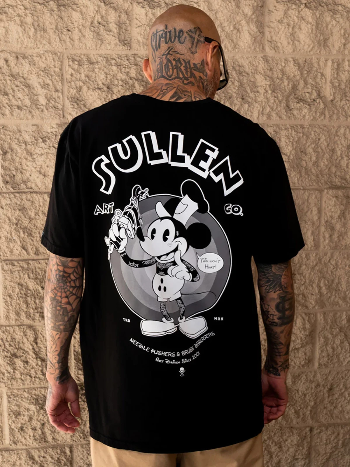 Sullen Men’s Steamboat Sullie Short Sleeve Premium T-shirt Tattoo Cartoon Mouse