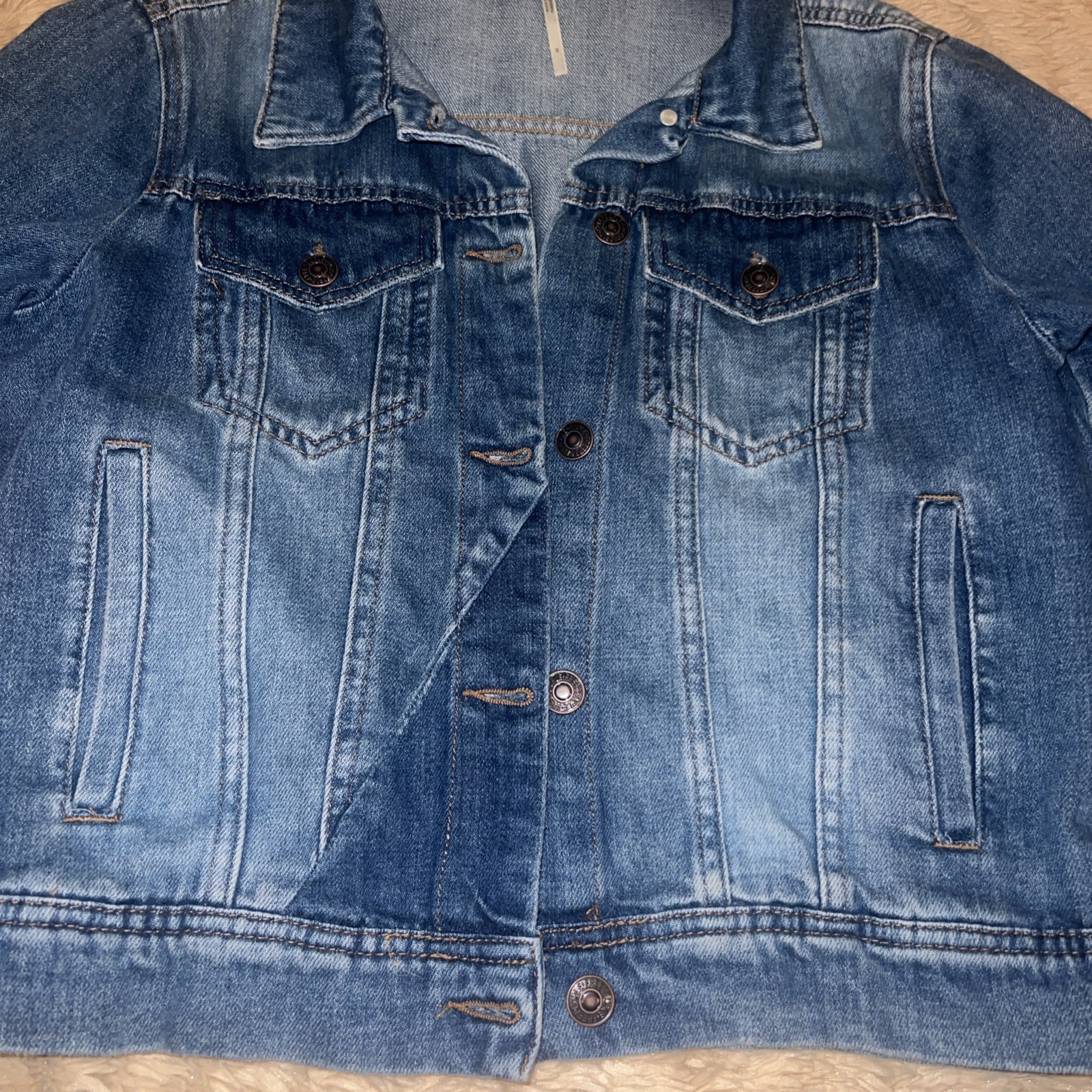 Free People Denim Jacket Womens Small Blue Button Front Cropped Jean