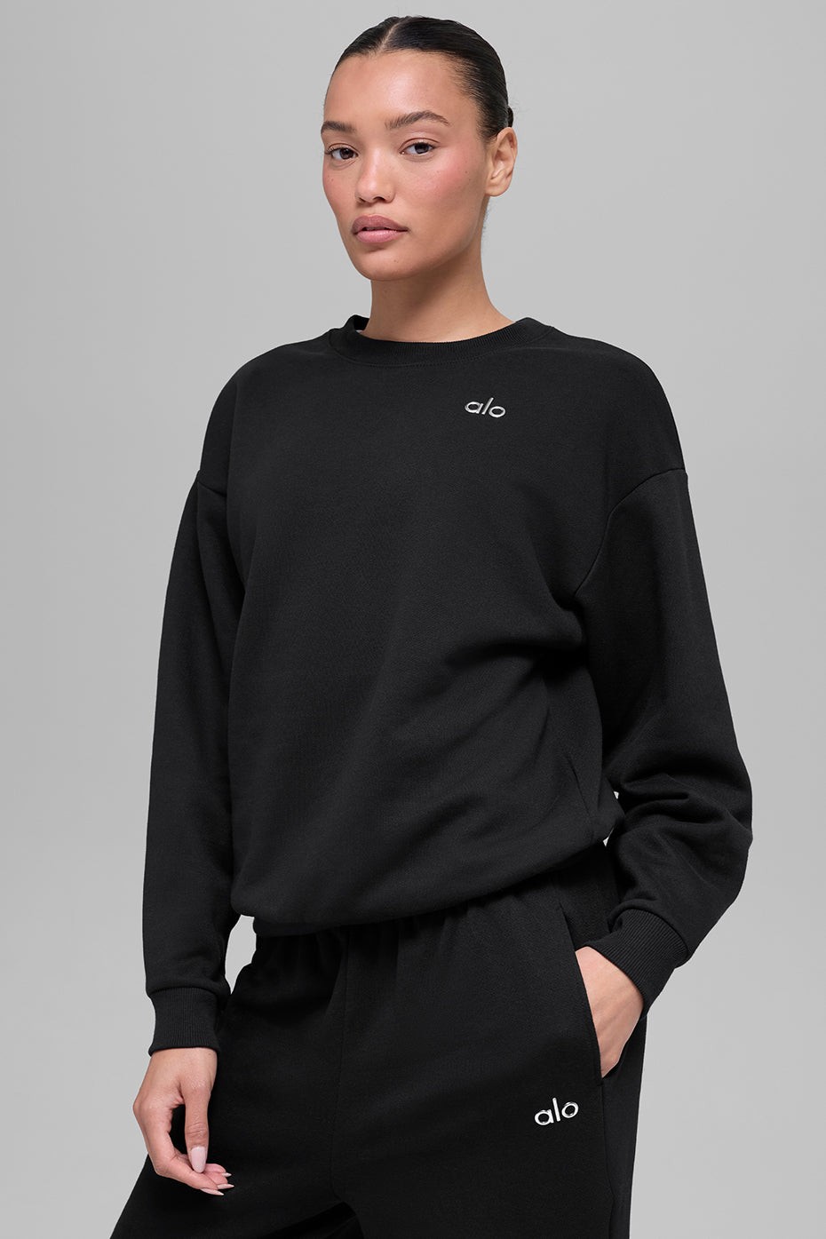 ALO Accolade Crew Neck Pullover Women’s Sweatshirt Black Size S-XL