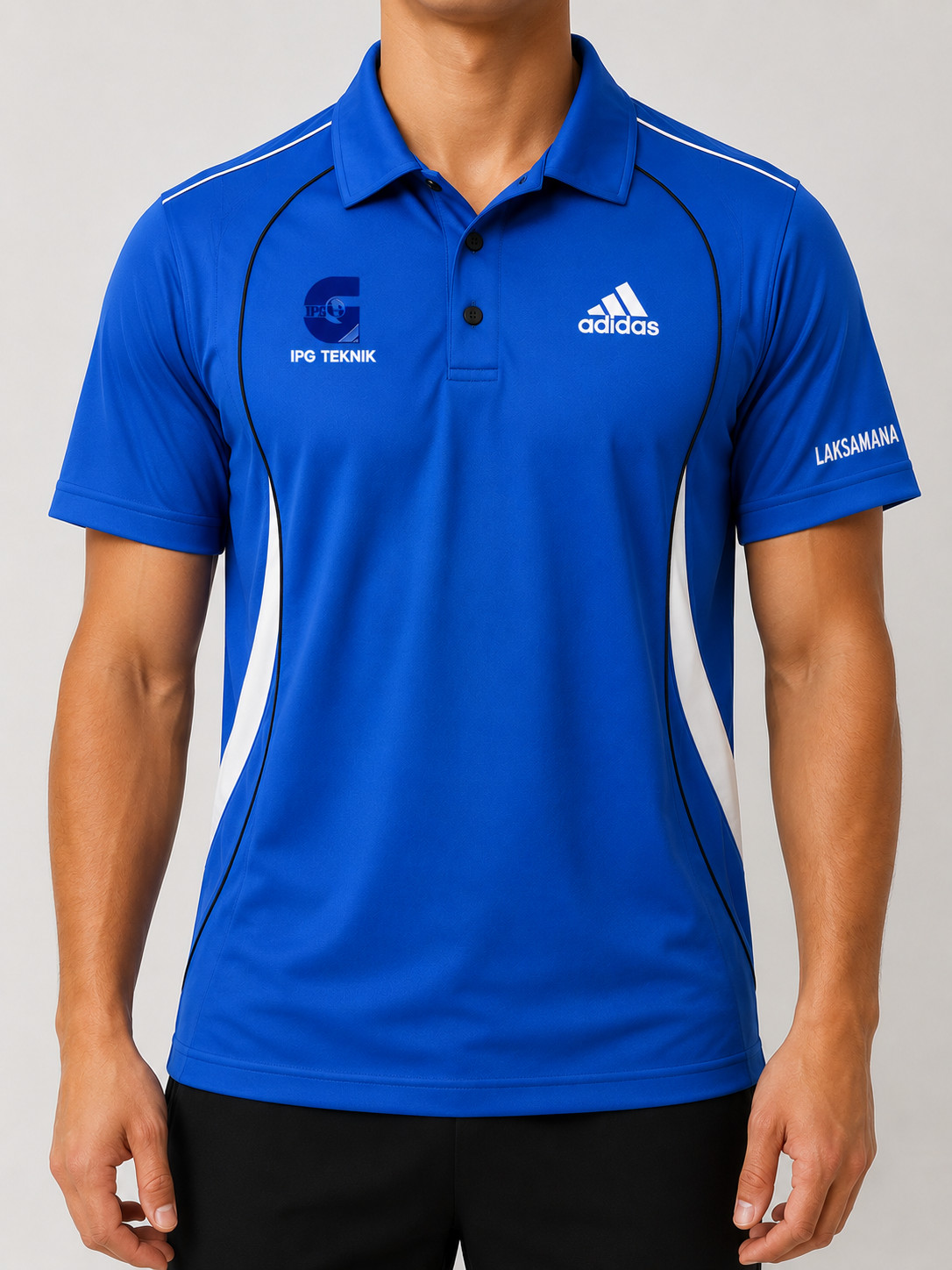 Adidas Polo Shirt Blue 3-Stripes Short Sleeve Size M 100% Polyester