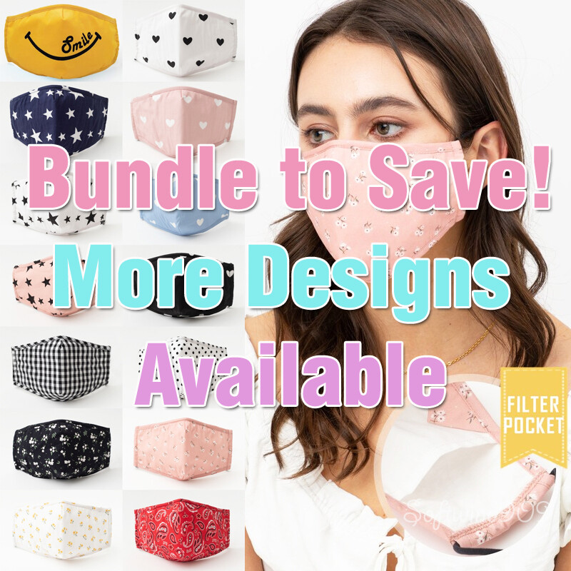 Quality Reusable Adult Cotton Fashion Face Mask Filter Pocket Nose Wire Pretty