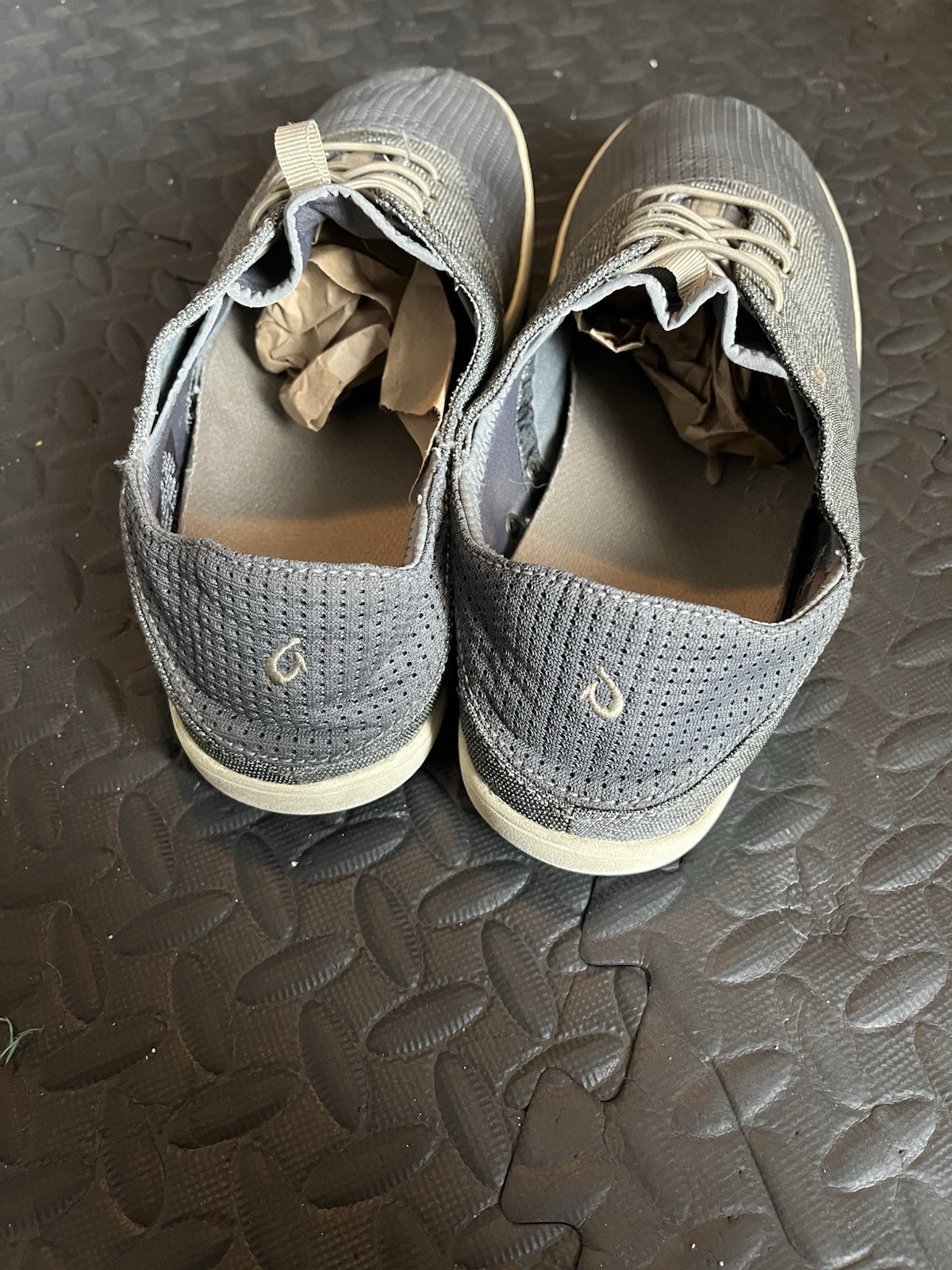 Olukai Nohea Moku Sneakers Gray Mens 12 Slip On Beach Slides Laces