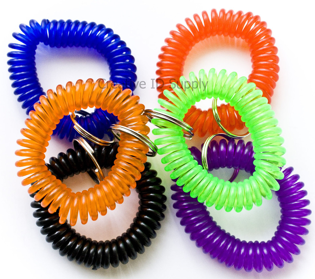 12 NEW SPIRAL WRIST COIL KEY CHAIN KEY RING HOLDER – 6 COLOR AVAILABLE FREE SHIP