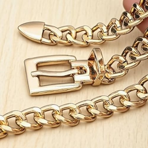 Chain Belt For Women Adjustable Waist Belt M: Fits waist 27.5-33.5 inches Gold