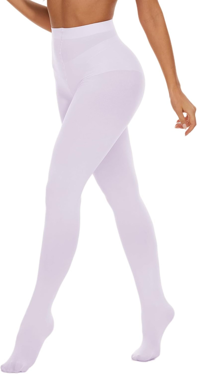 Opaque Black Tights for Women, 80D Solid Color Soft Tights, Control Top Microfib
