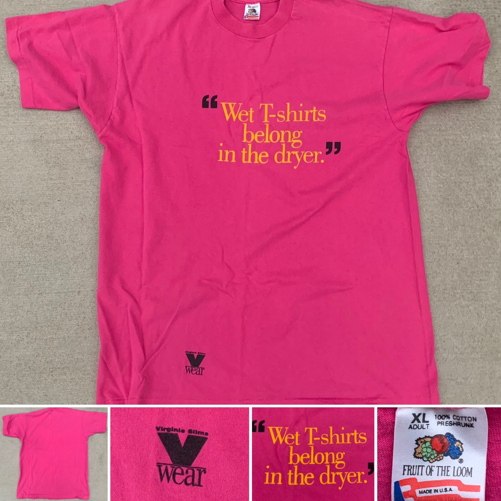 Vintage Wet T-shirts belong in the dryer. Virginia Slims V wear t shirt Size XL
