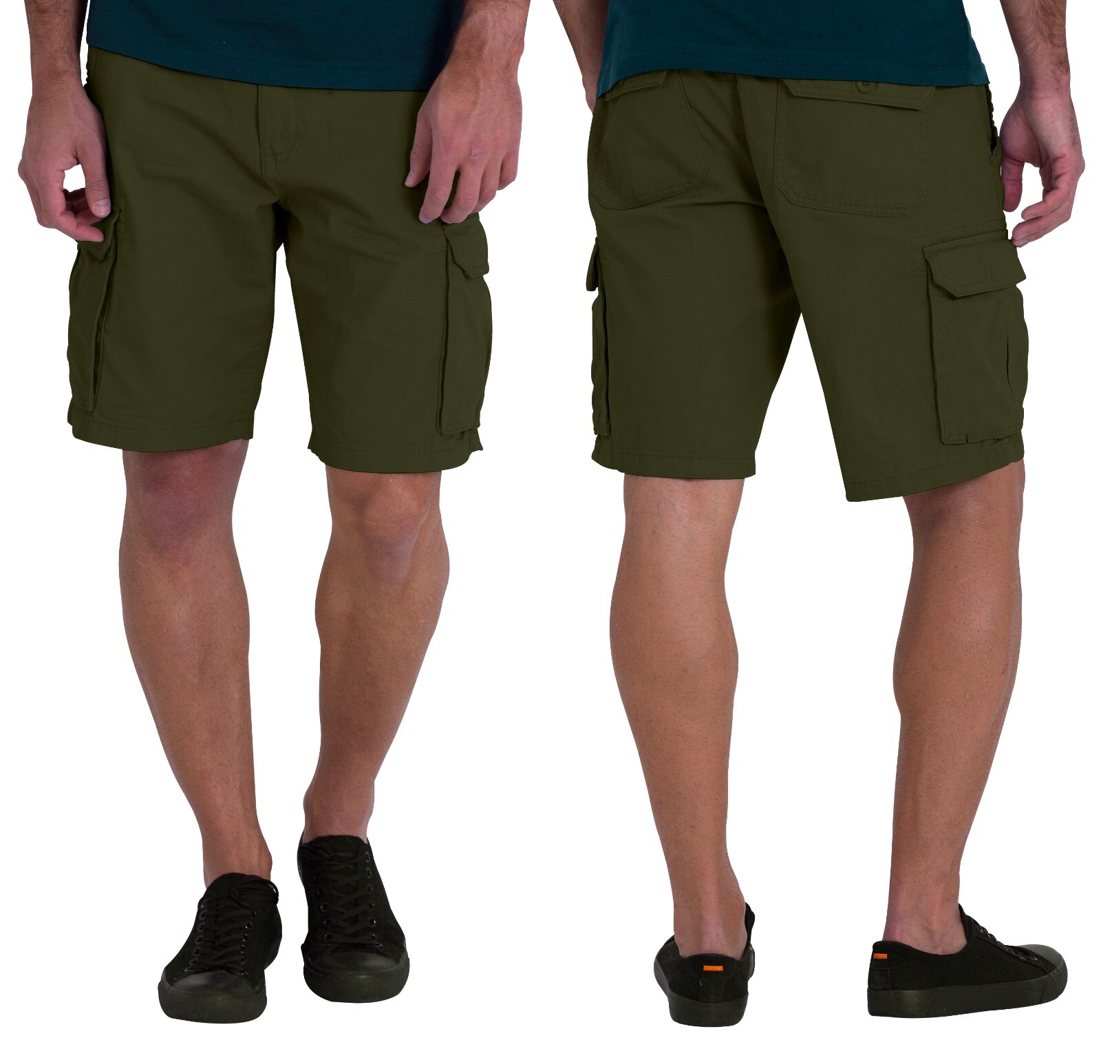 Mens Cotton Cargo Shorts Relaxed Fit Outdoor Hike Sports, Multi-Pocket Half Pant