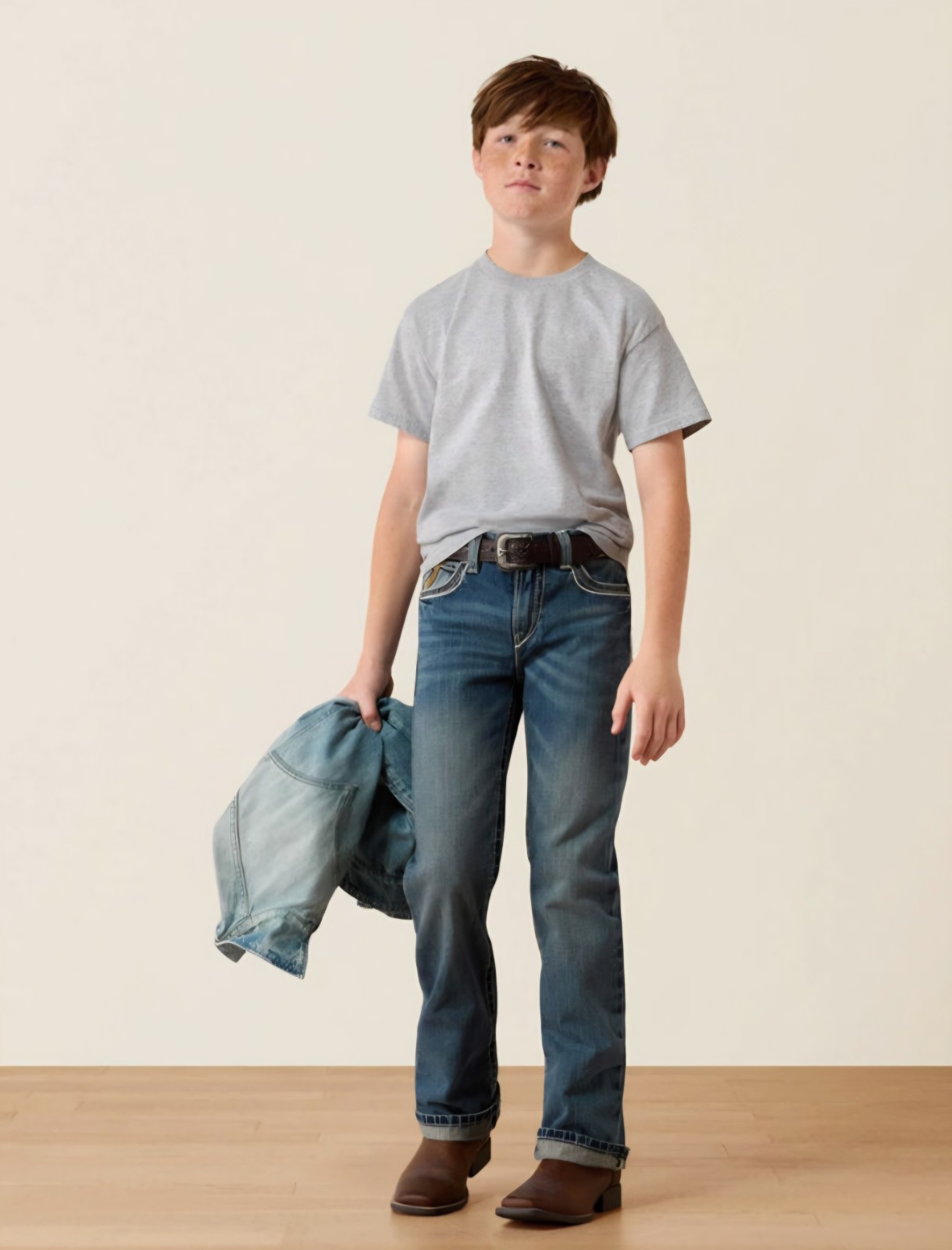 Ariat, Boys Size 14, B4 Relaxed Coltrane Boot Cut Jean in Durango, EUC