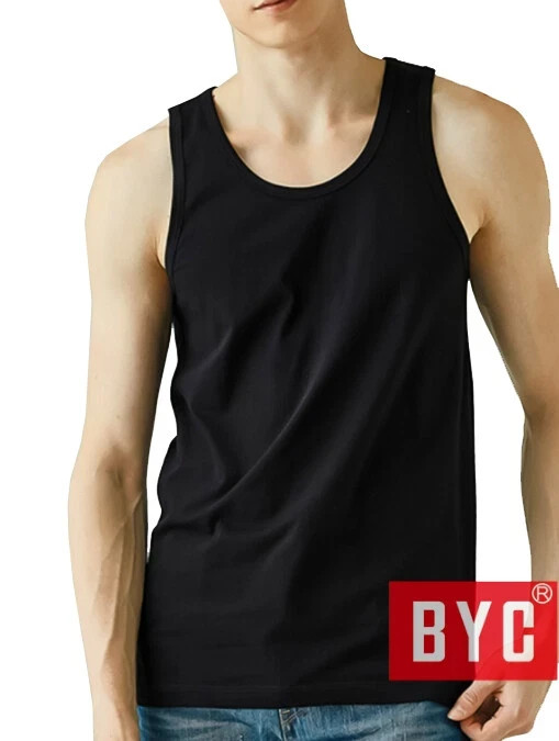 12 Pack BYC Men’s Black 100% Cotton Undershirts Tank Top A Shirts S M L XL 2XL