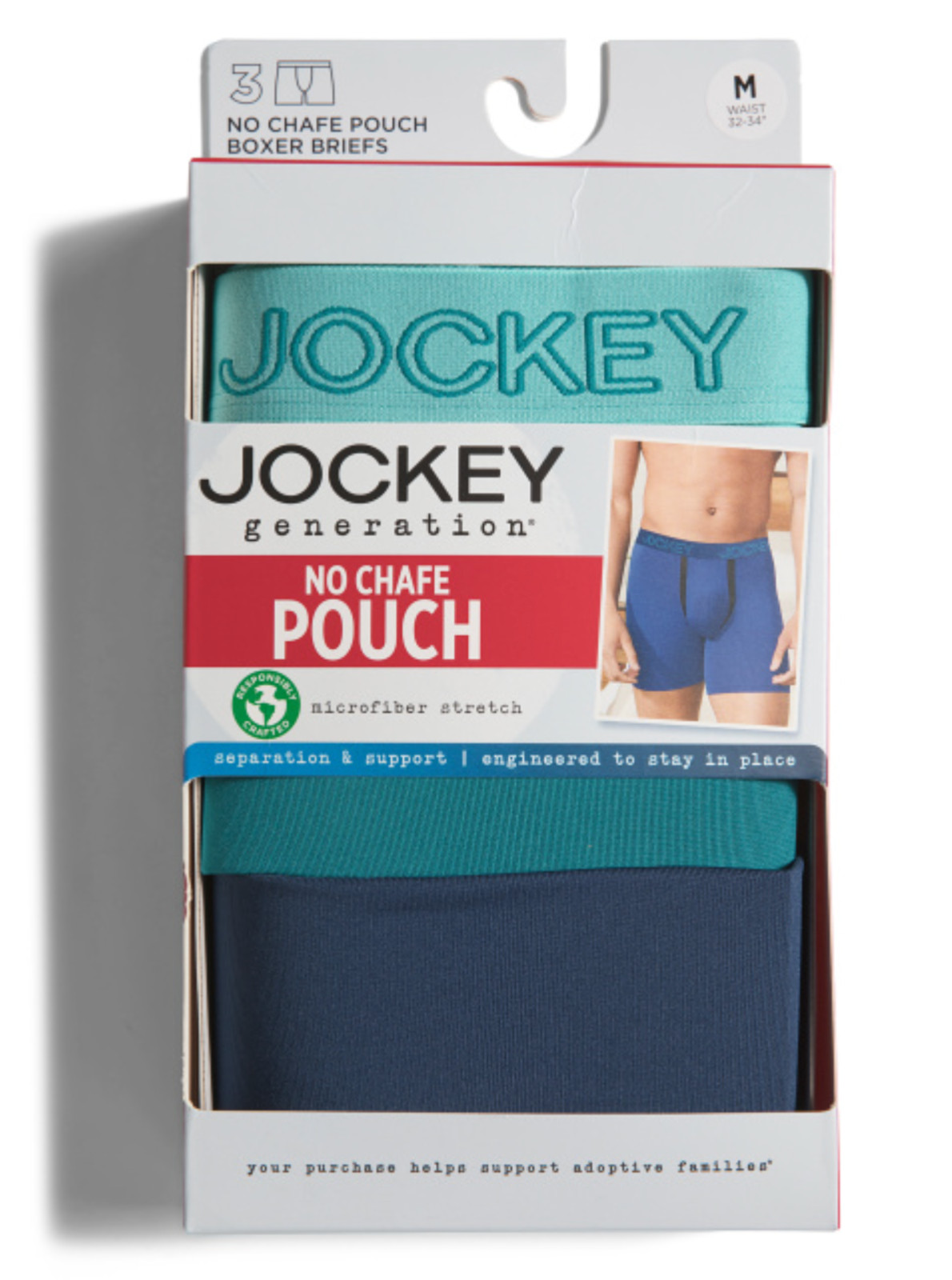 Men’s Jockey 3-Pack No Chafe Pouch Stretch Boxer Brief (Navy-Green) Underwear