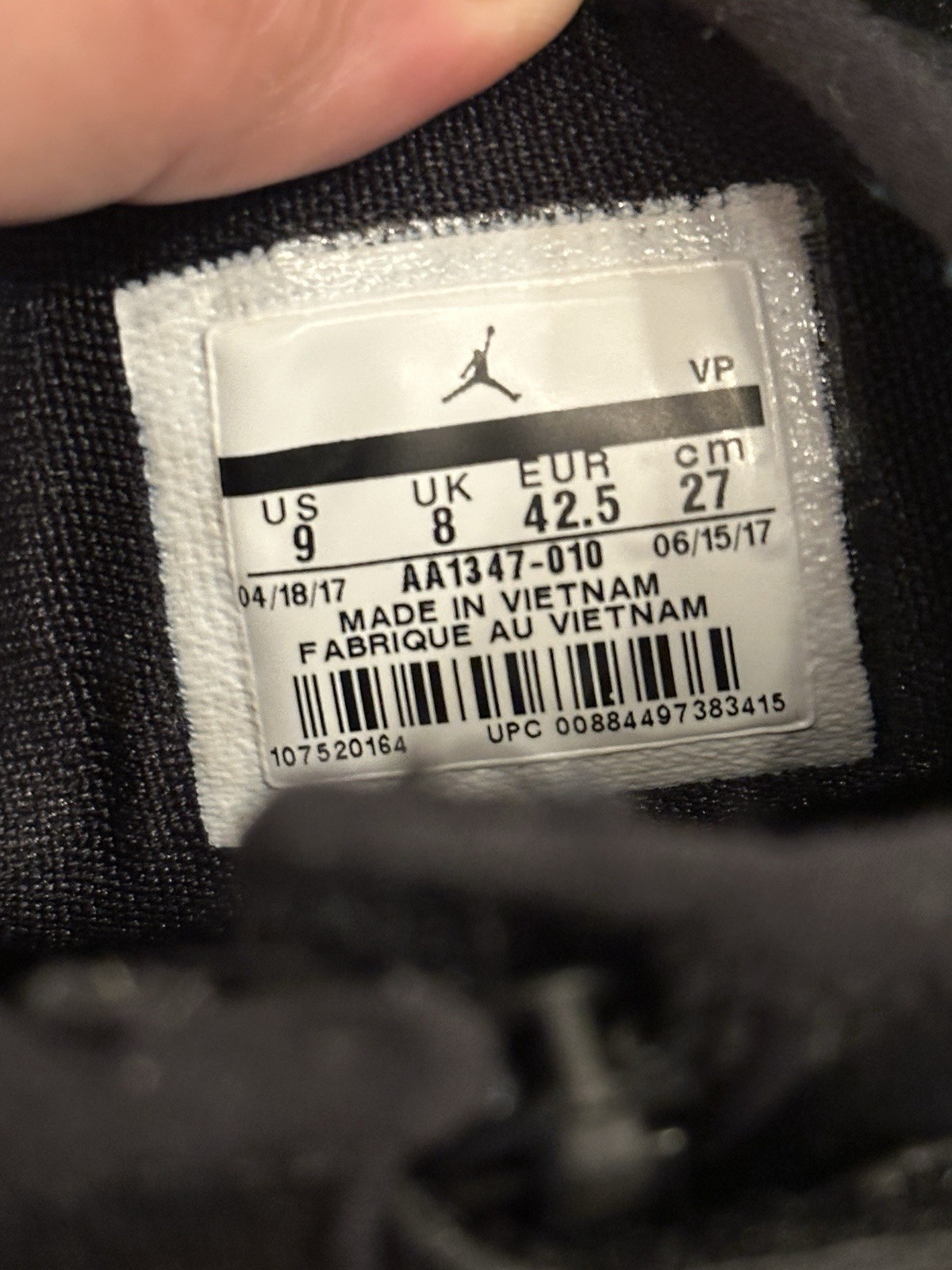 Jordan Air Jordan Trunner size 9 LX Triple Black Mid Top Hook