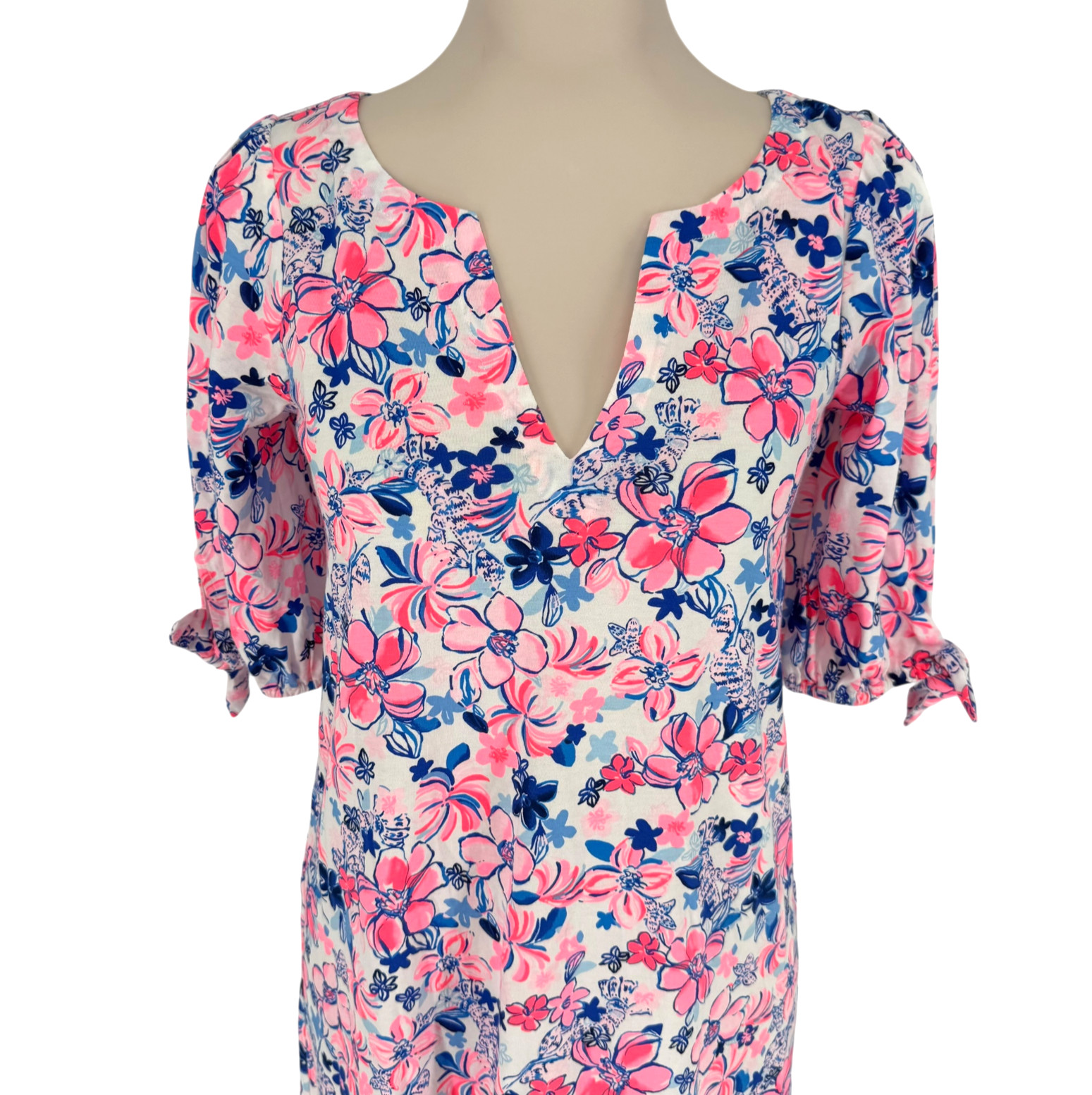 Lilly Pulitzer Easley Dress S Floral Party Lobstar Lobster Puff Short Sleeve NWT