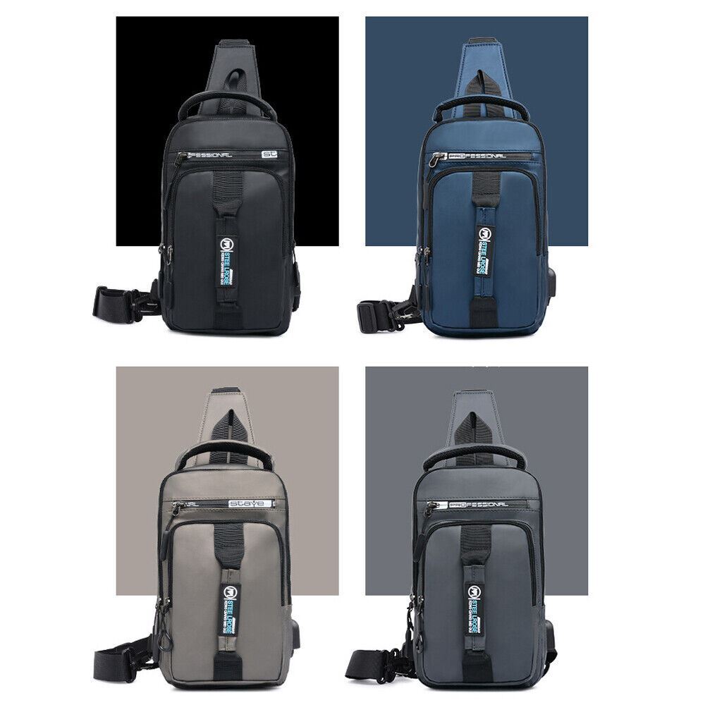 Men’s Sling Crossbody Bag Anti-theft Chest Pack Shoulder Backpack USB Waterproof