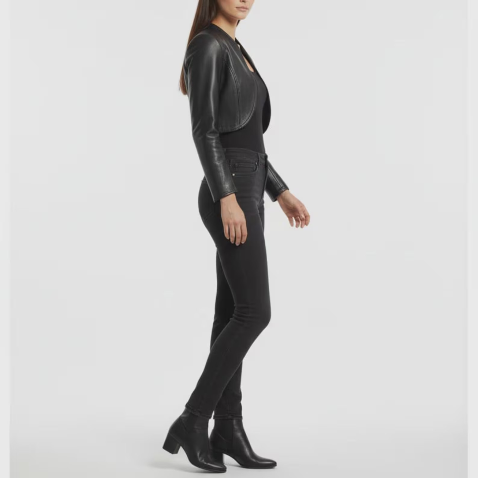 Women’s Handmade Black Cropped Bolero Leather jacket – Women’s Cropped Black