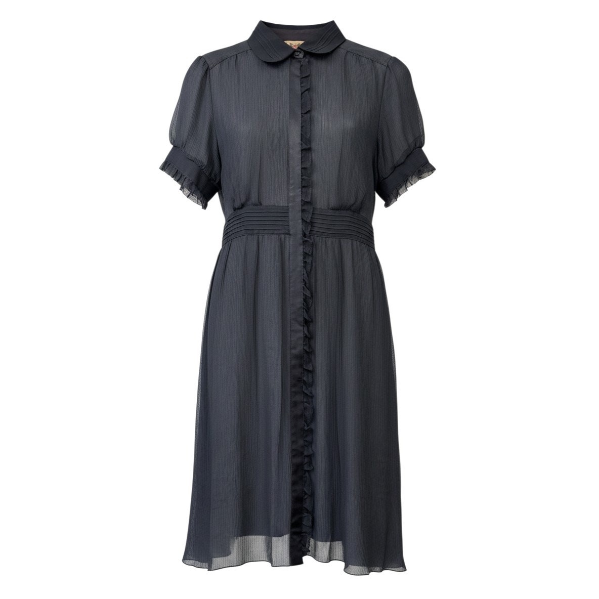 Juicy Couture Black Chiffon Dress Women’s Small Ruffle Peter Pan Collar