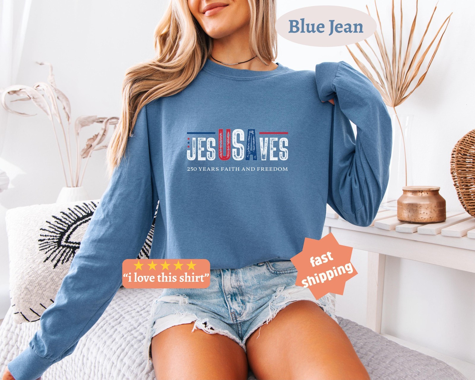 Jesus Saves USA 250 Years of Freedom T-Shirt Christian Patriotic July 4th Tee