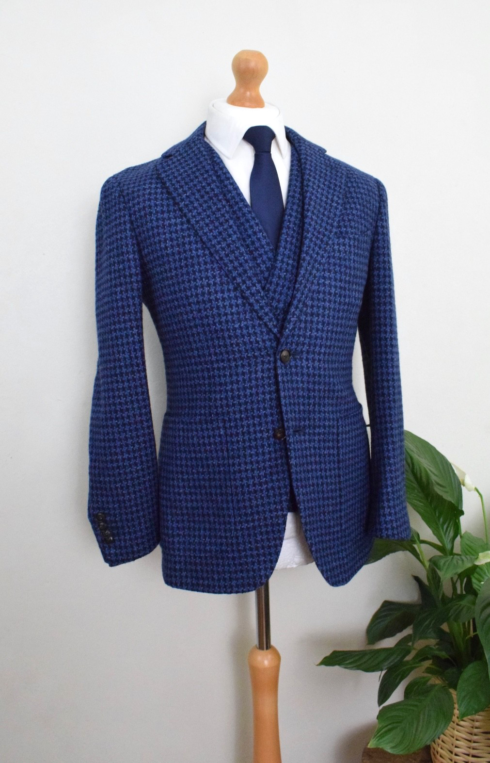 SUITSUPPLY Petrol Blue Textured Weave Suit £627 Size 38S/48S W32 L28 Slim Soho
