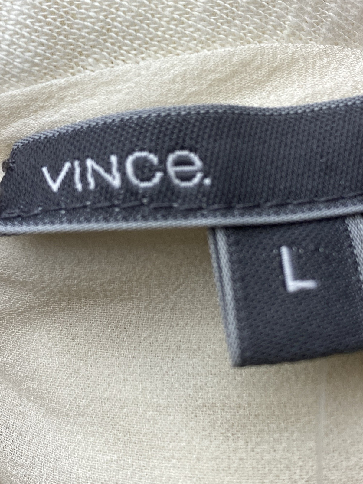F. Vince Silk Top L Linen White Sand Blouse Cap Sleeve Round Neck NWT $175