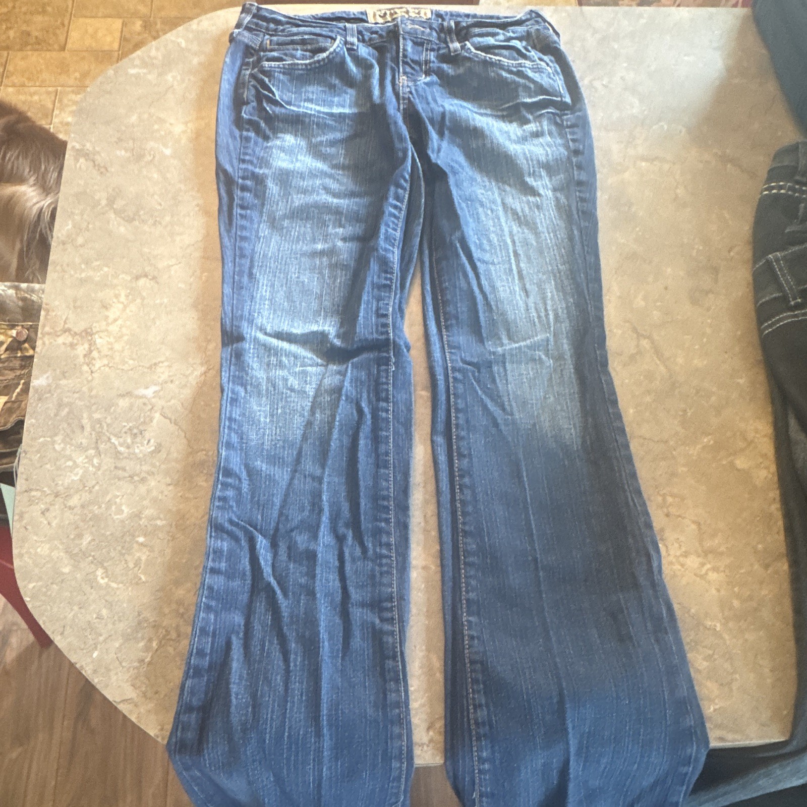 Hint Womens Jeans 7 Juniors Blue Denim Light Wash Mid Rise Western