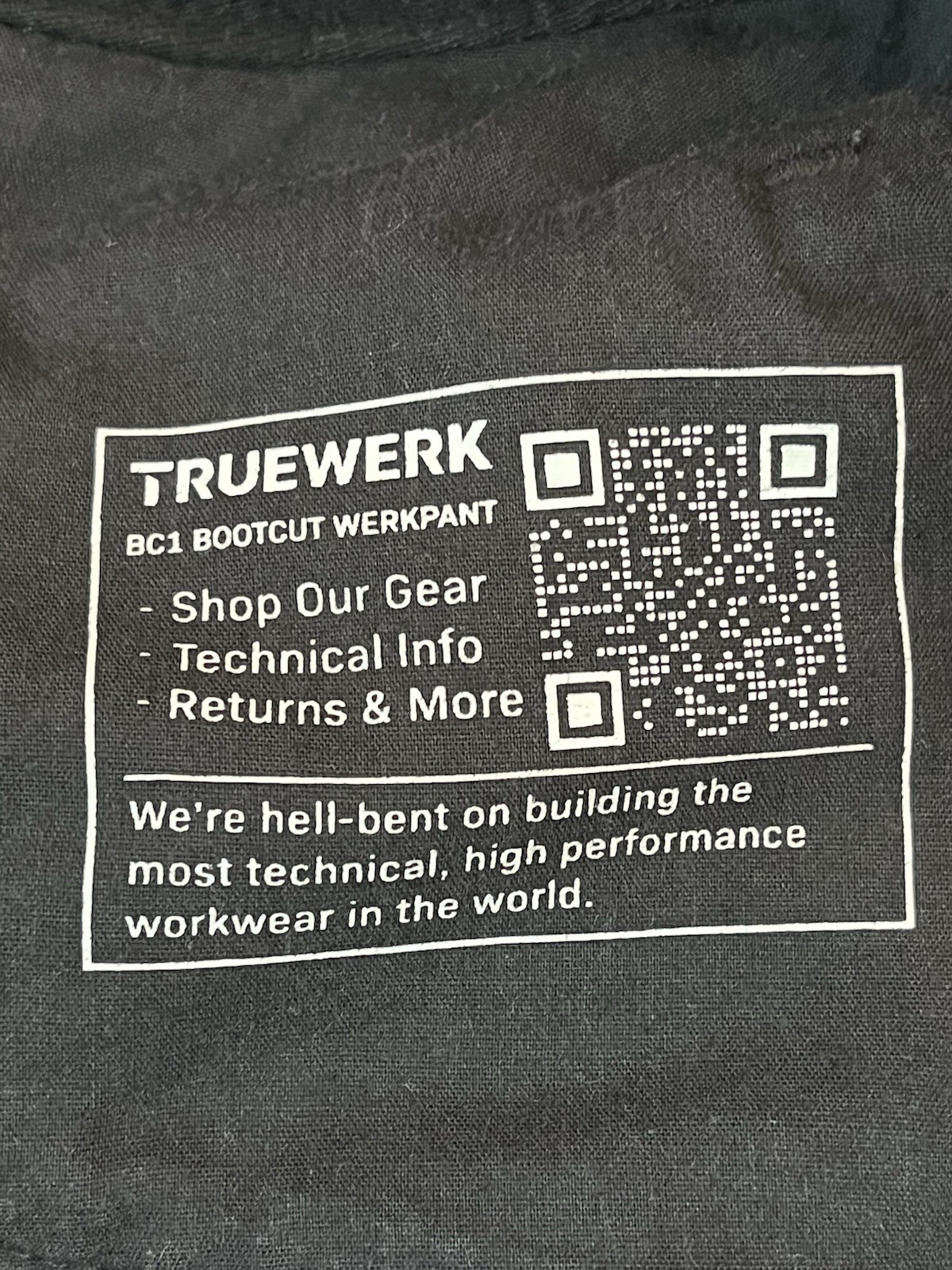 TRUEWERK BC1 Bootcut Werkpant Pants Mens 36×30 Black Stretch Workwear Chino