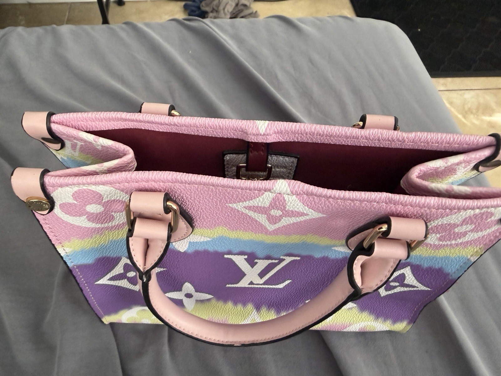 Louis Vuitton Monogram Multicolor Small Tote Top Handle Bag w/ Charm