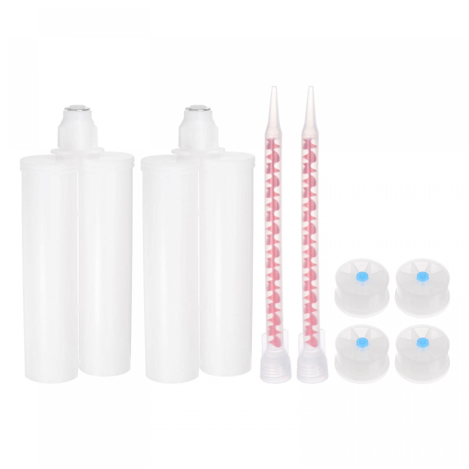 uxcell 2Pcs Epoxy Gun Adhesive Cartridge, Plastic Resin Mixer Dual Glue White