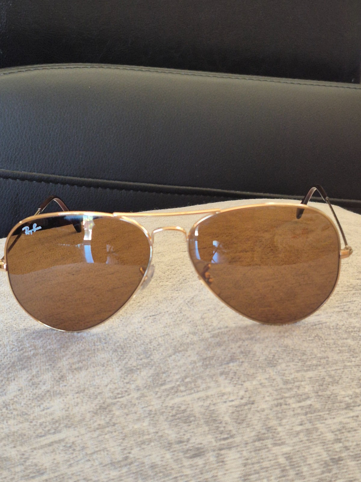 ray ban aviator large metal gold frame B-15 brown lenses 62mm