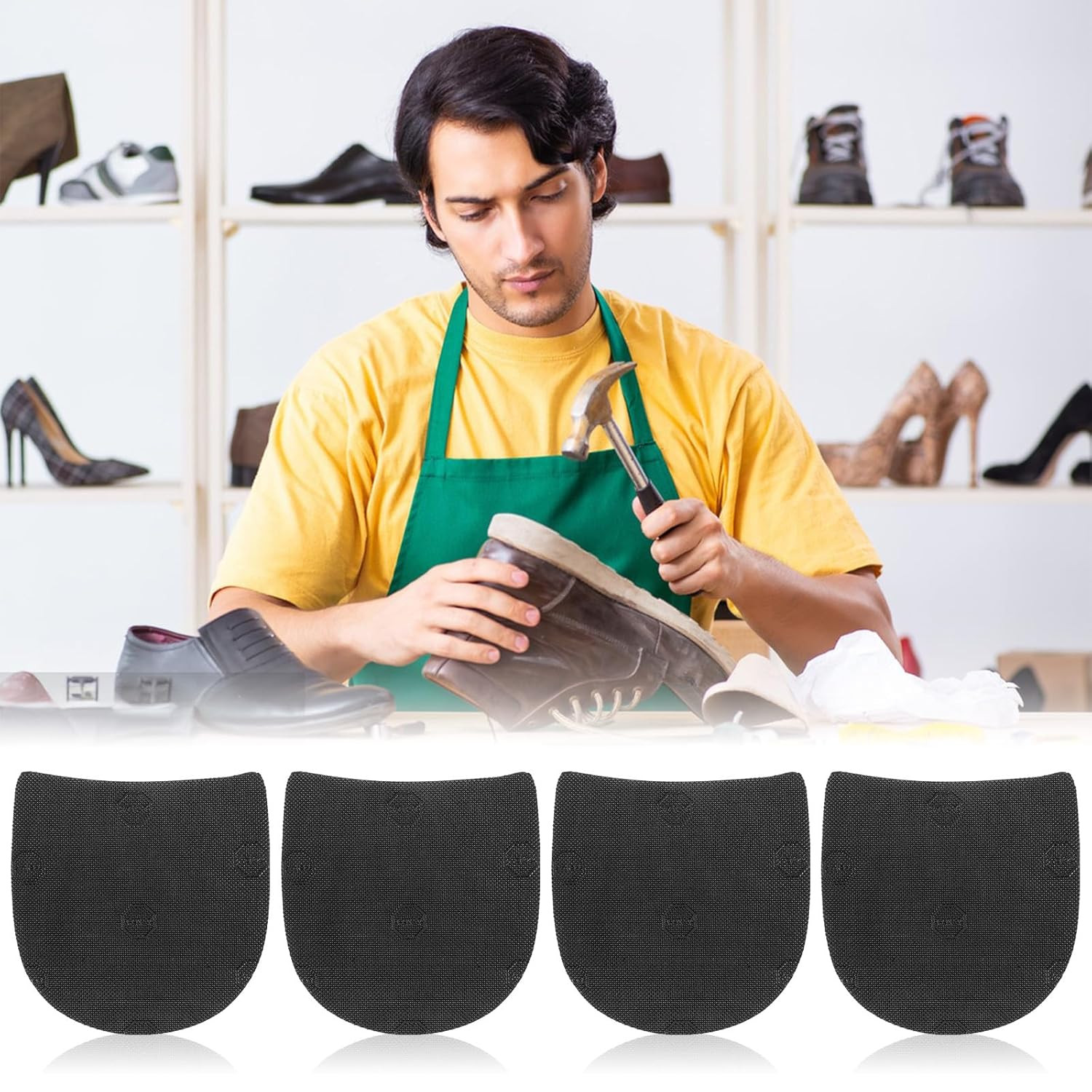 2 Pairs Shoe Repair Rubber Heels, Anti-Slip Shoe Heel Repair Kit Cuttable Boot H