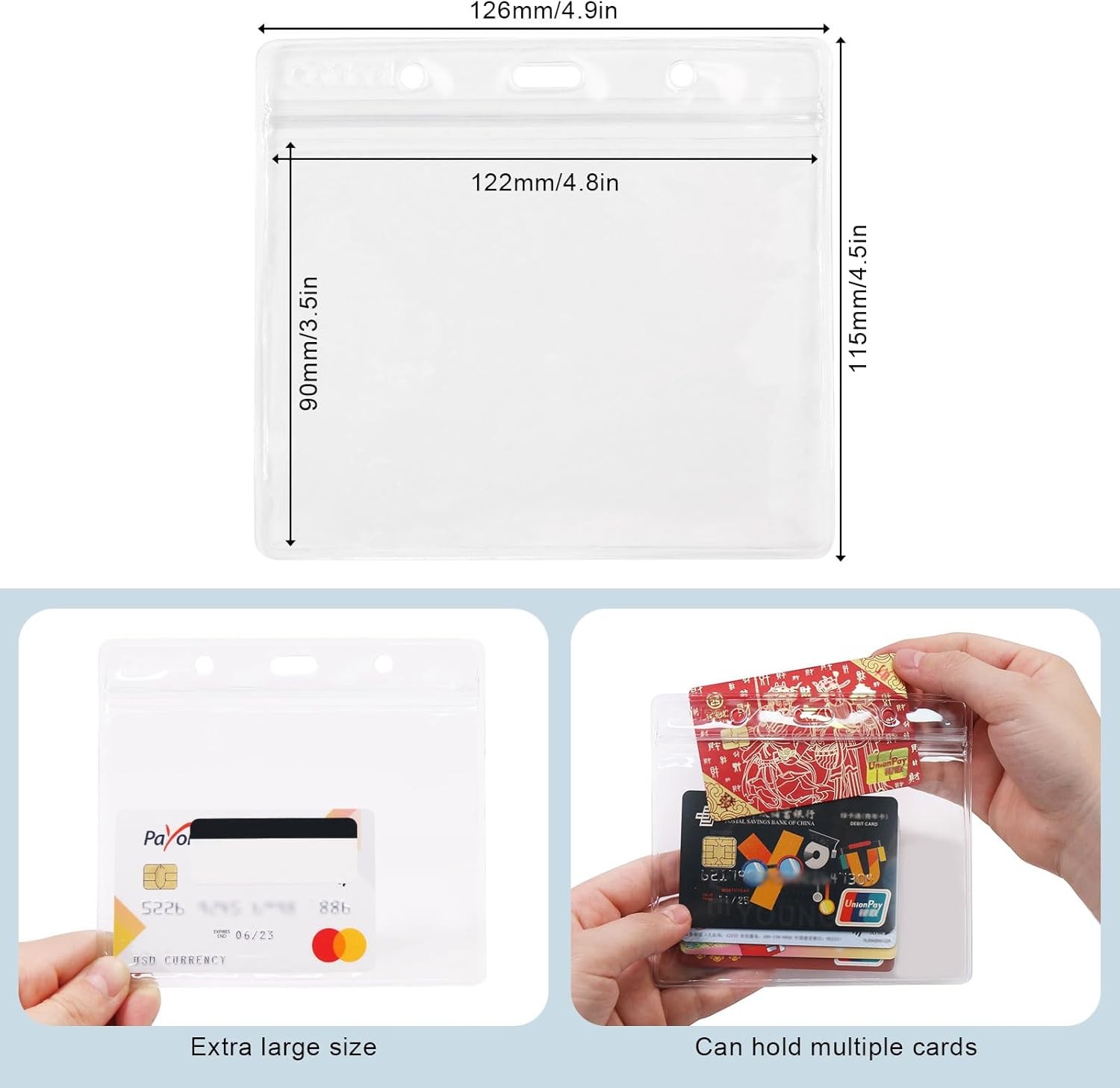 Clear Plastic Horizontal Badge Holder – Coideal 12 Pcs 4.8 x 3.5 inch,