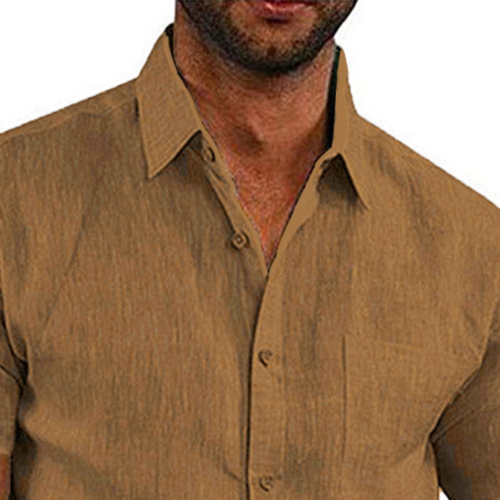 Mens Solid Short Sleeve Button Turn Down Collar Casual Blouse Casual T-shirt Top