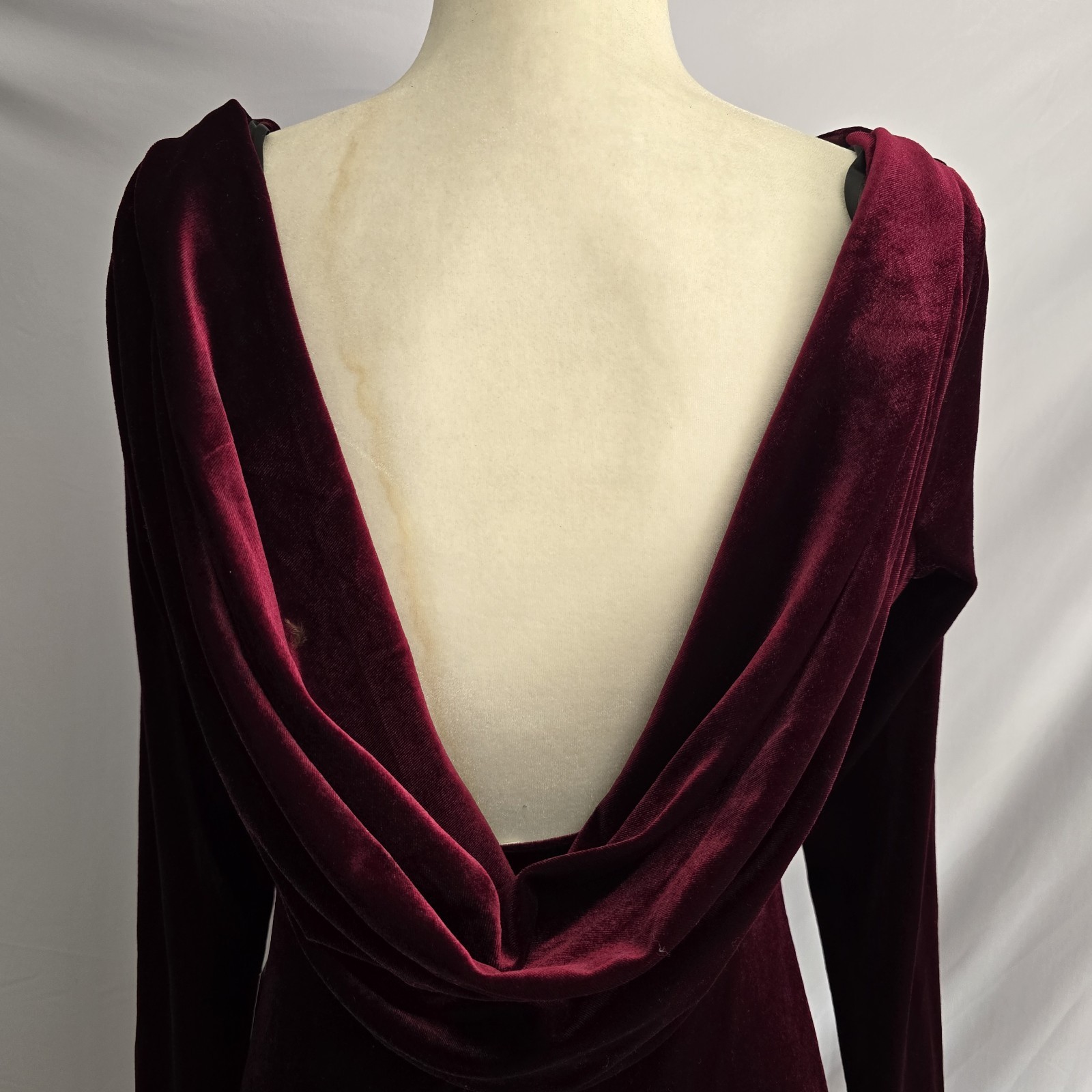 Whimsigoth Velvet Gown Size 10 Burgundy Draped Back Old Money Dark Feminine Core