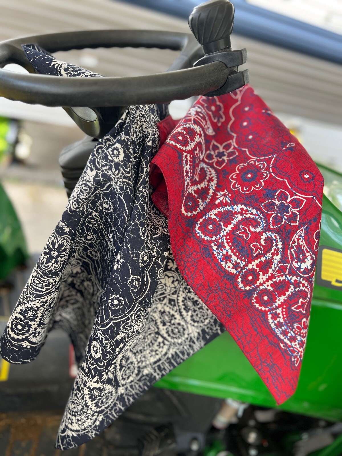 Rustic Navy/Natural Paisley 27×27 Bandanna, Made in USA