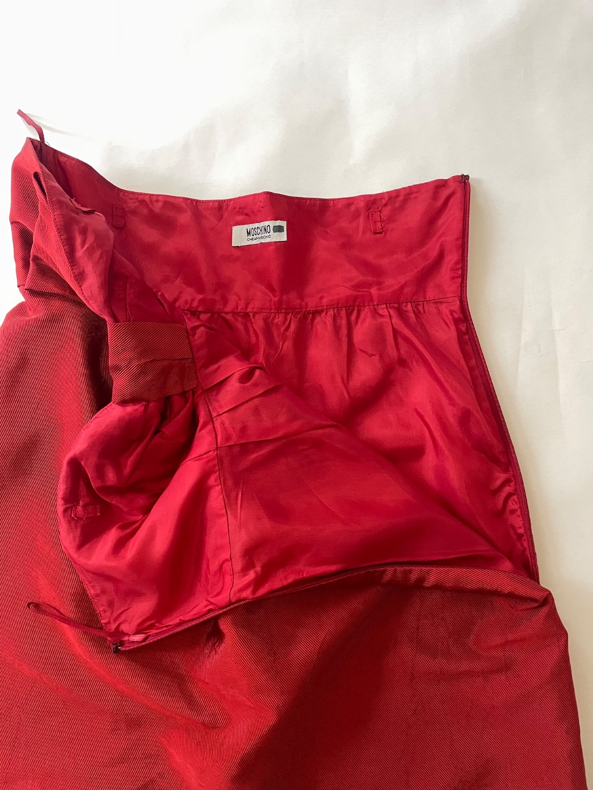 Vintage Moschino Red Bow Strapless Mini Dress, Y2K 90s, Maximalism, Size 10