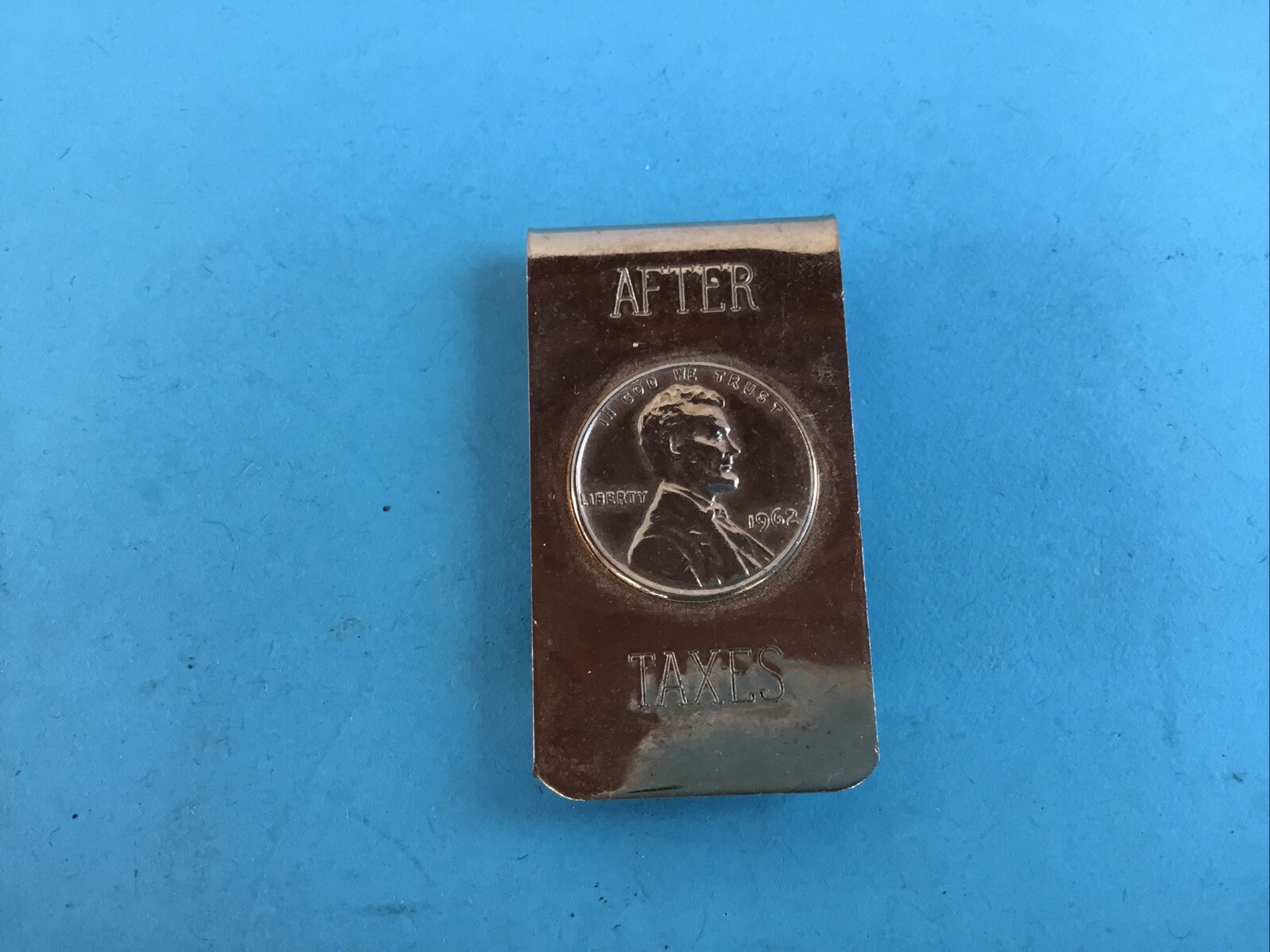 Vintage 1962 Penny Money Clip “After Taxes” Novelty Money clip bill holder