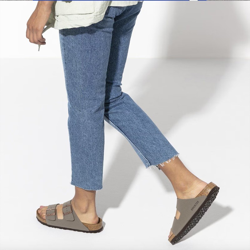 Birkenstock Arizona Birkibuc Leather Soft Footbed Unisex Clog Stone Casual Shoes