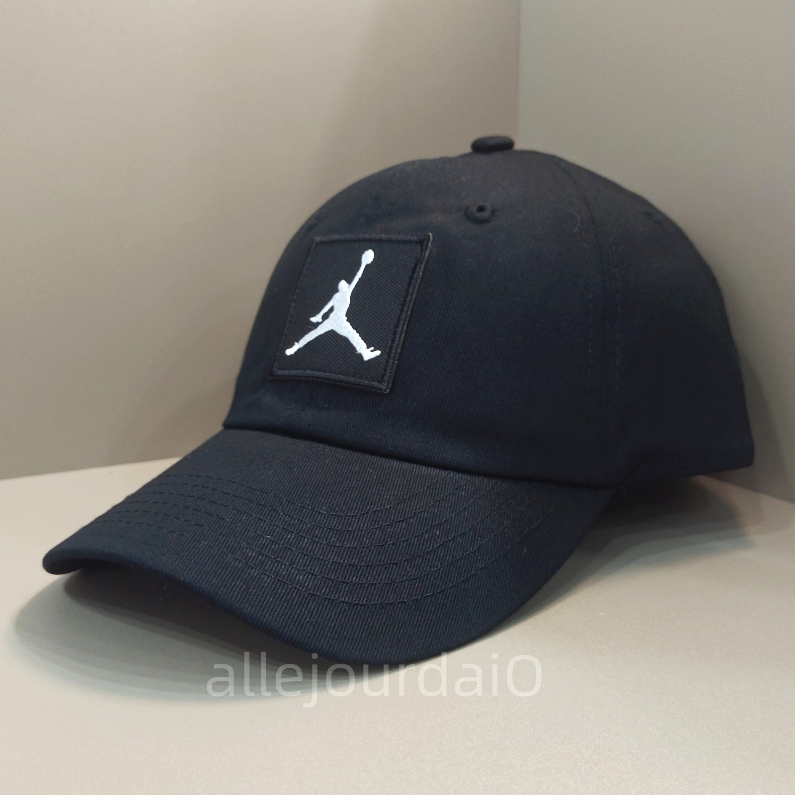 Jordan Black Square Embroidered Outdoor Casual Black Baseball Cap Adjustable