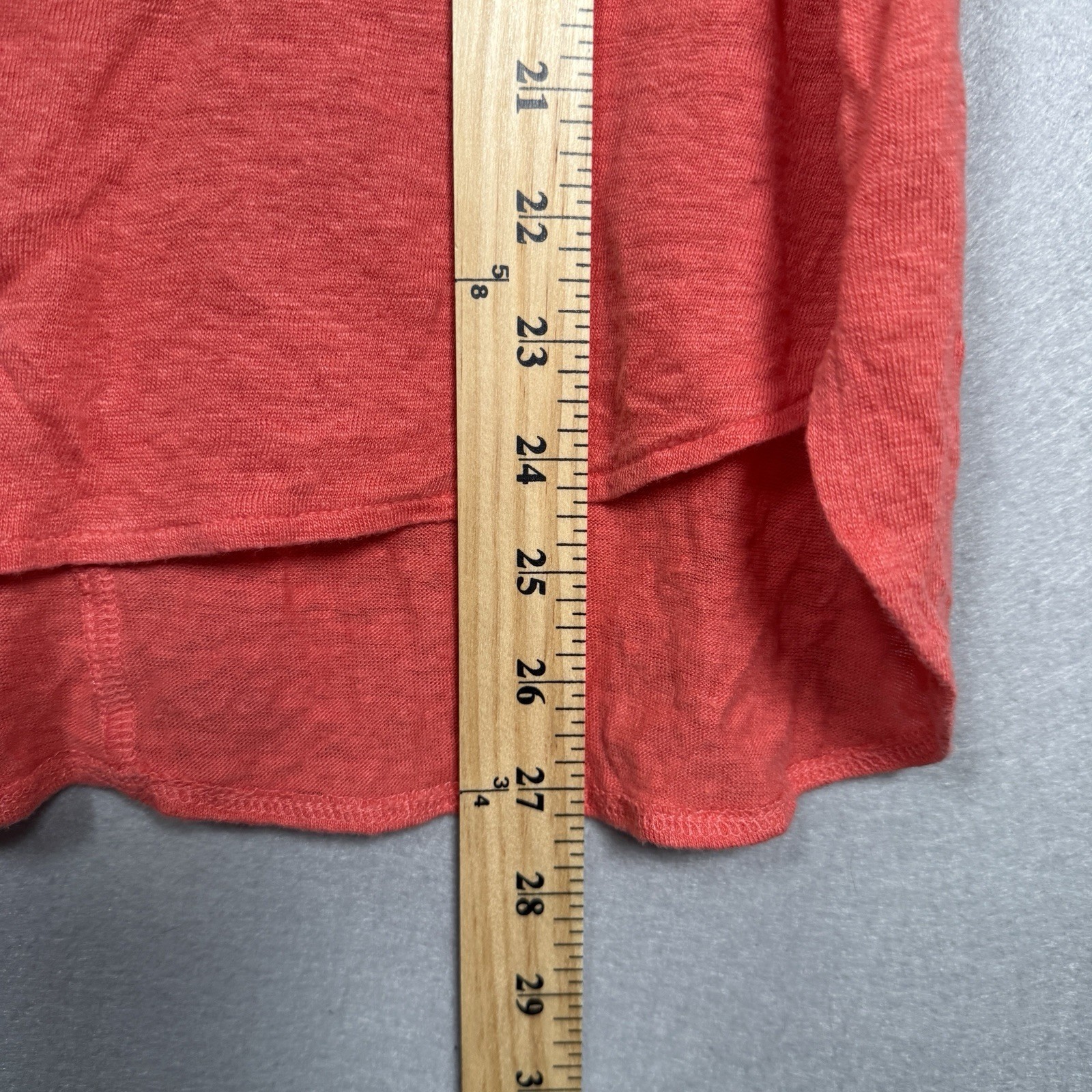 Tahari 100% Linen T-Shirt Coastal Beach Orange Short Sleeve Semi-Sheer Sz L