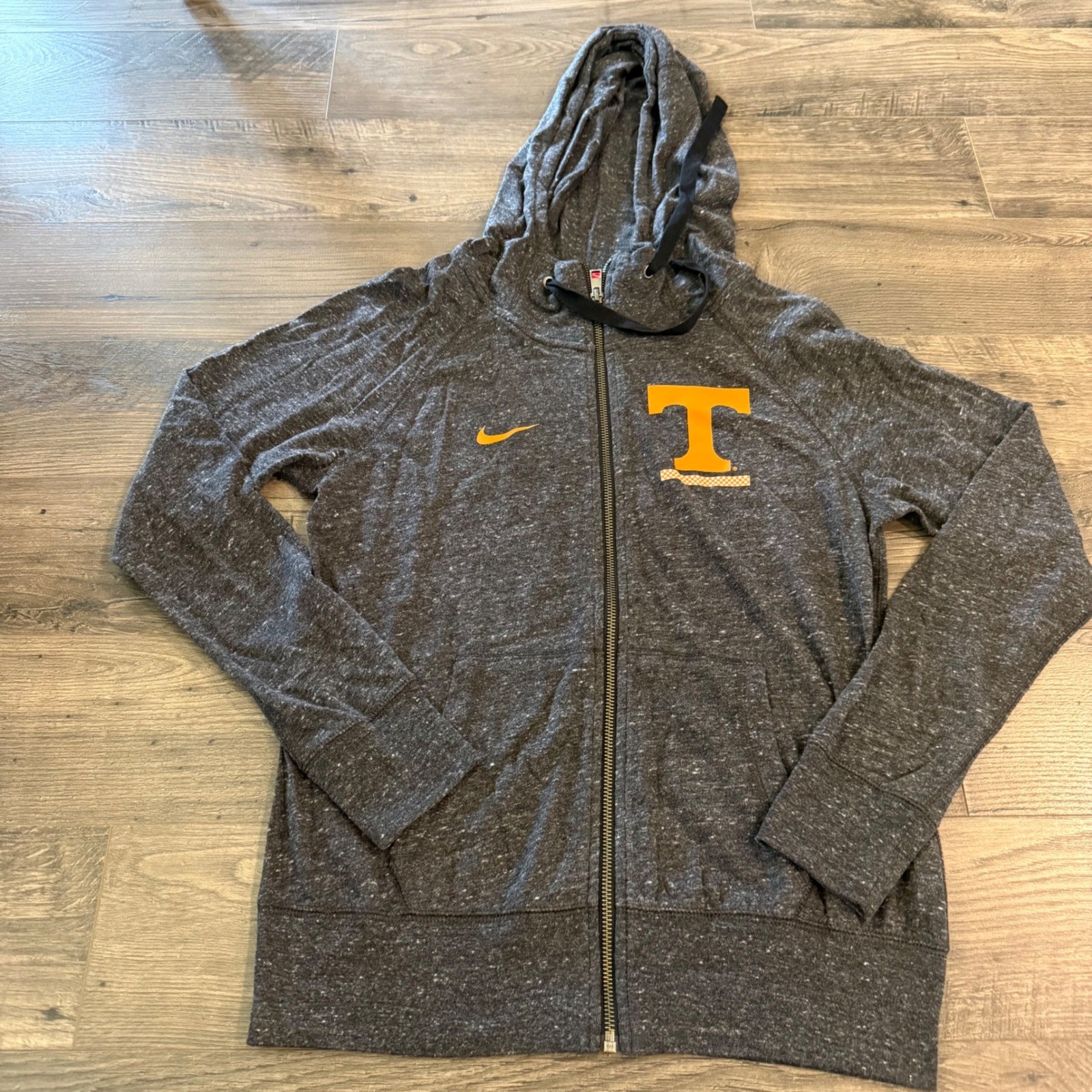 Nike Tennessee Volunteers Full Zip Hoodie Charcoal Grey Orange T Logo Small