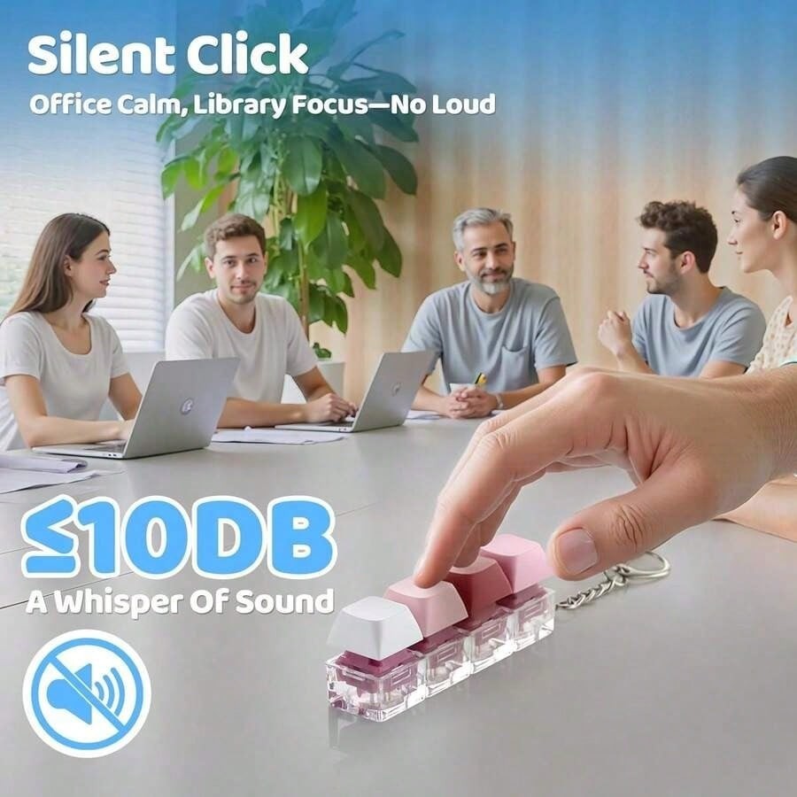 1 Pack Keyboard Fidget Toy Keychain Clicky Silent Stress Relief for Adult