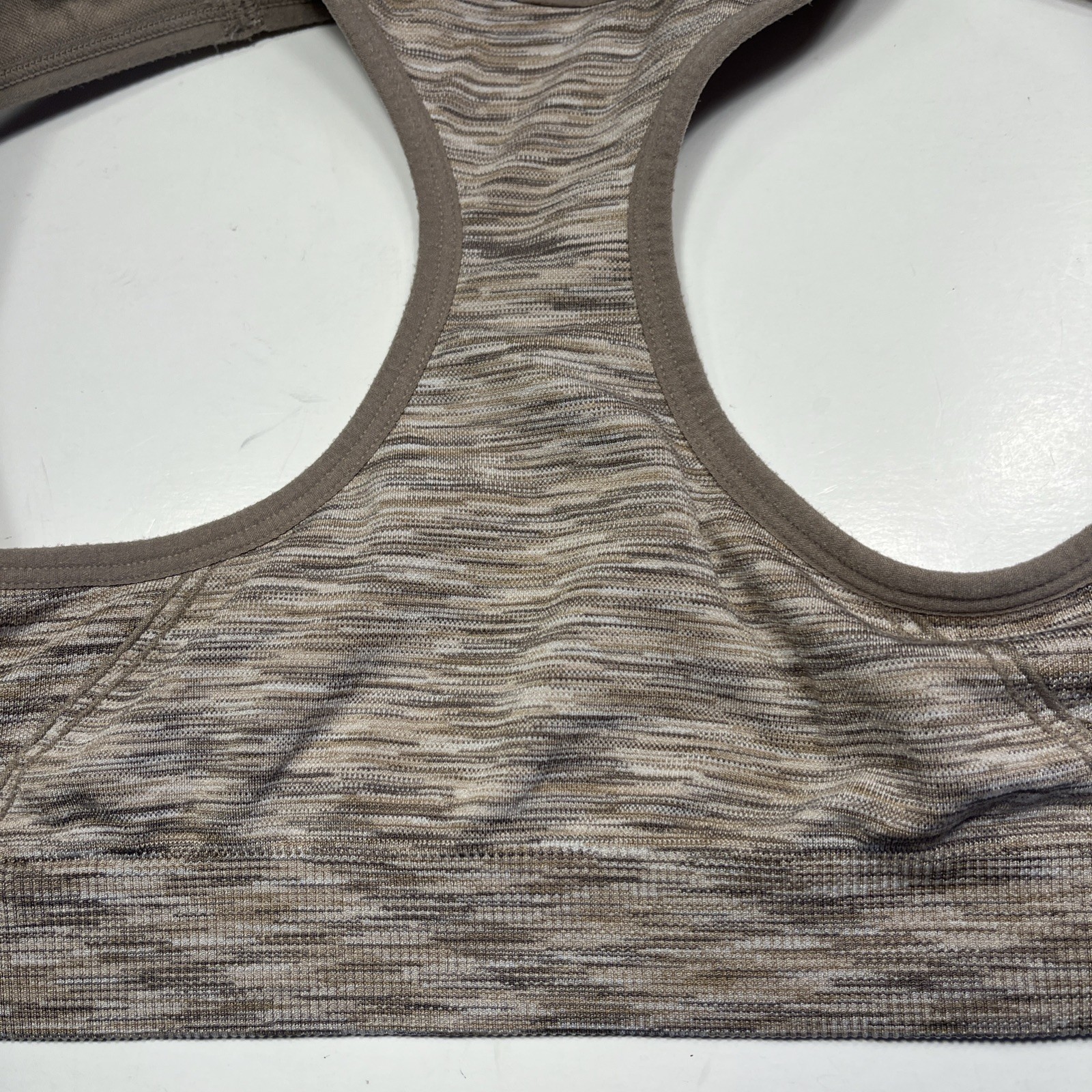 Avia Sports Bra Women Medium Beige Space Dye Front Zip Racerback Wireless Active