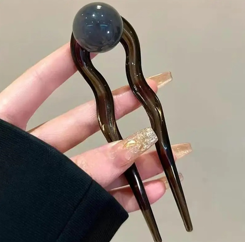1pc Fashion Colored Pearl U-Shaped Hair Sticks Hairpin for Women Girls – NEW